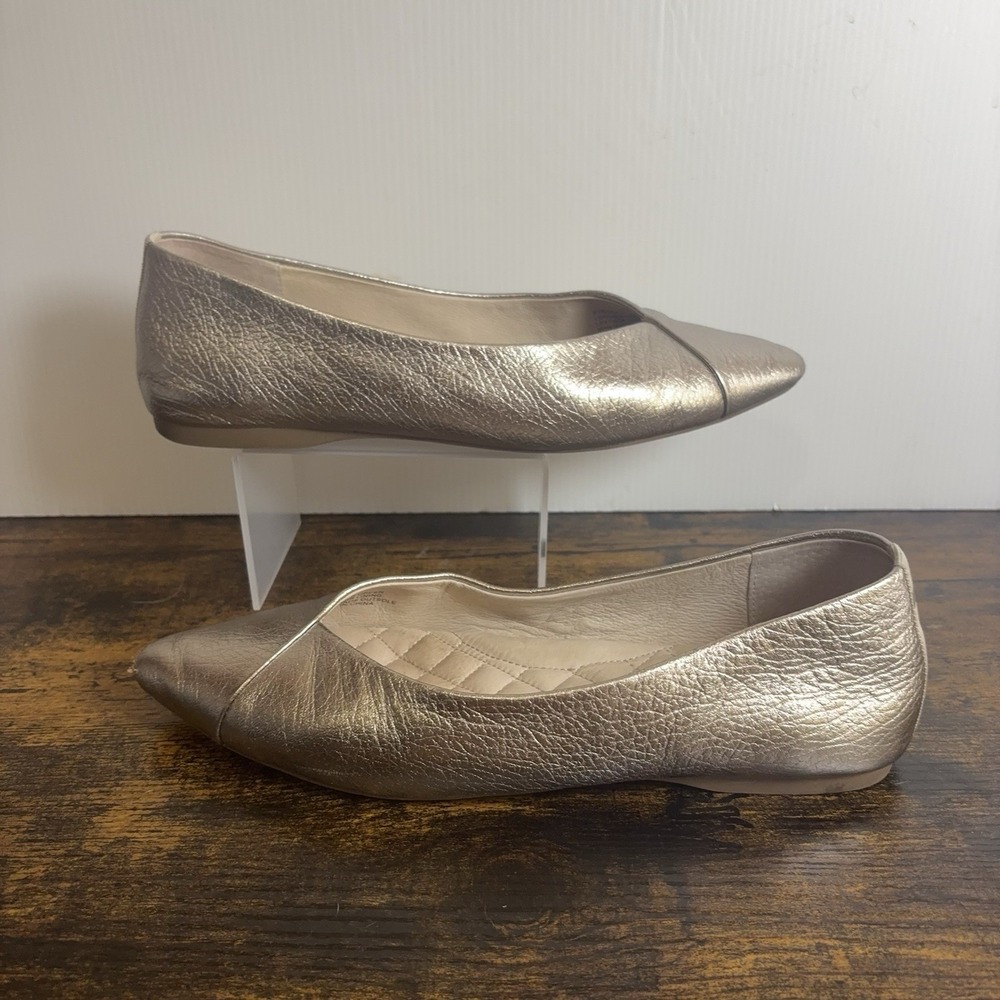 Birdies Goldfinch Leather Flats Womens 7.5 Champagne Metallic Gold Classic - Picture 4 of 11